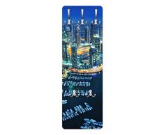 Apalis 79221 Wandgarderobe Nächtliche Dubai Marina | Design Garderobe Garderobenpaneel Kleiderhaken Flurgarderobe Hakenleiste Holz Standgarderobe Hängegarderobe | 139x46cm