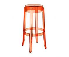 Kartell Charles Ghost Barhocker, Plastik, orange, 29 x 75 x 46 cm, 2 stück