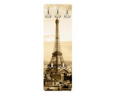 Apalis 79054 Wandgarderobe I Love Paris | Design Garderobe Garderobenpaneel Kleiderhaken Flurgarderobe Hakenleiste Holz Standgarderobe Hängegarderobe | 139x46cm