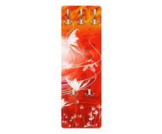 Apalis 79372 Wandgarderobe Red Grunge with Butterflies | Design Garderobe Garderobenpaneel Kleiderhaken Flurgarderobe Hakenleiste Holz Standgarderobe Hängegarderobe | 139x46cm