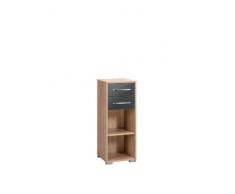 Maja Möbel 1224 2574 Aktenregal mit Schubladen, Sonoma-Eiche-Nachbildung - grau Hochglanz, Abmessungen BxHxT: 42,1 x 109,7 x 40 cm