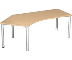 Gera MÃ¶bel 4 FuÃ Flex Schreibtisch, Holzdekor, Buche/Silber, 216.6 x 113 x 72 cm