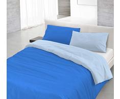 Italian Bed Linen Natural Color Doubleface Bettbezug, 100% Baumwolle, royal/hell Blau, Einzelne