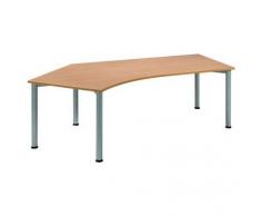 Gera MÃ¶bel 4 FuÃ Flex Schreibtisch, Holzdekor, Buche/Silber, 216.6 x 113 x 72 cm