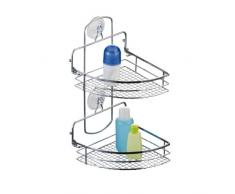 axentia Eckregal Cassandra in Silber verchromt, HÃ¤ngeregal mit SaugnÃ¤pfen und Schrauben, Badregal mit zwei klappbaren AblageflÃ¤chen, MaÃe: ca. 20 x 27 x 37 cm