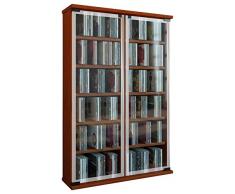 VCM Regal DVD CD Rack Medienregal Medienschrank Aufbewahrung Holzregal Standregal Schrank Möbel Kirschbaum Galerie