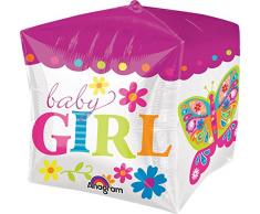 Amscan Quadratischer Folienballon * BABY GIRL * fÃ¼r die Geburt von einem MÃ¤dchen//Deko Dekoration Kind Geburtstag Ballon