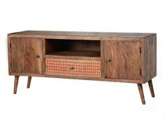 SIT-Möbel Scandi 4321-01 Lowboard, 2 Türen & 1 bemalte Schublade, aus Sheesham-Holz, natur, 135 x 60 x 40 cm