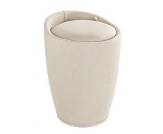 Wenko 22834100 Hocker Candy Beige Leinenoptik - Wohnhocker, Badhocker, Wäschesammler mit abnehmbarem Wäschesack, ABS, 36 x 50.5 x 36 cm