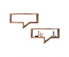 Kare 81157 Wandregal Speech Bubble Möbel, 2-er Set, Holz, braun, 15 x 65 x 35 cm
