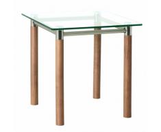 HAKU Möbel 42669 Beistelltisch 42 x 42 x 43 cm, vernickelt / satiniert / noce