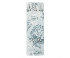 Apalis 79053 Wandgarderobe Hortensia Pattern In Blue | Design Garderobe Garderobenpaneel Kleiderhaken Flurgarderobe Hakenleiste Holz Standgarderobe Hängegarderobe | 139x46cm