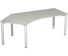 Gera MÃ¶bel 4 FuÃ Flex Schreibtisch, Holzdekor, Lichtgrau/Silber, 216.6 x 113 x 72 cm