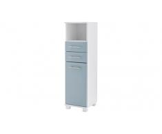 Schildmeyer Lina Highboard, Holzdekor, WeiÃ/taubenblau, 30 x 32.5 x 110.5 cm