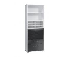 MAJA-Möbel 1229 3974 Aktenregal mit Ablagefächer-Einsatz, Rollo-Einsatz, Hängeregister-Schubsatz, Icy-weiß - grau Hochglanz, Abmessungen BxHxT: 80 x 214,5 x 40 cm