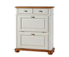 BFK Möbel Collection 32004 Schuhschrank LUGANO, 35 x 94 x 115 cm, Fichte, elfenbeinfarbig