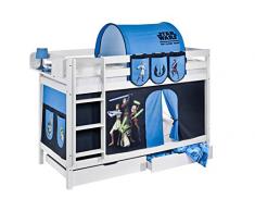 Lilokids Etagenbett Jelle TÃV und GS geprüft Star Wars the Clone Wars, Hochbett mit Vorhang und Lattenroste Kinderbett, Holz, weiÃ, 208 x 98 x 150 cm
