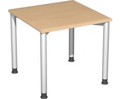 Gera MÃ¶bel 4 FuÃ Flex Schreibtisch, Holzdekor, Buche/Silber, 80 x 80 x 72 cm