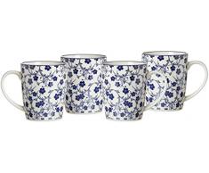 Ritzenhoff & Breker Kaffeebecher-Set Royal Sakura, 4-teilig, 350 ml, Porzellangeschirr, Blau-Weiß