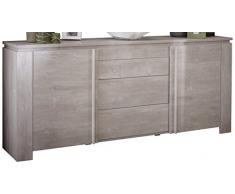 demeyere 230347 Sideboard 2 Türig und 3 Schubladen, Melamin, champagne eiche, 205 x 42 x 87 cm