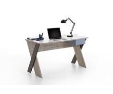 Unbekannt FMD Möbel Nona 6 Schreibtisch, Holz, sandeiche/weiÃ/lava/blau, 135 x 67.5 x 76.5 cm