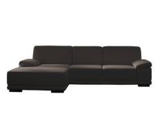 CAVADORE Eckcouch Corianne / Ecksofa in Kunstleder und modernem Design / Inkl. beidseitiger Armteilverstellung und Longchair links / 282 x 80 x 162 / Kunstleder grau