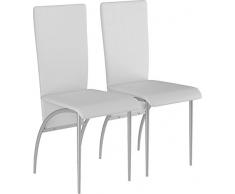 LifeStyleDesign 6620161 Stuhl Monique Doppelpack, Gestell Metall lackiert, PU Leder, 96 x 52 x 43 cm, weiÃ