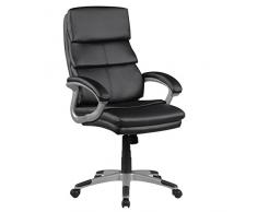 AMSTYLE Bürostuhl SAN FRANCISCO Schwarz Kunstleder gepolstert Schreibtischstuhl X-XL Chefsessel 120 KG Drehstuhl mit Armlehnen Drehsessel höhenverstellbar Wippfunktion hohe Rückenlehne mit Kopfstütze