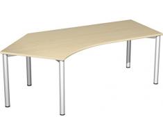 Gera MÃ¶bel 4 FuÃ Flex Schreibtisch, Holzdekor, Ahorn/Silber, 216.6 x 113 x 72 cm