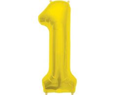 amscan Folienballon 1 Gold, 27 x 66 cm