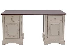 SIT-Möbel 9707-97 Schreibtisch Spa, Akazie massiv, Farbe taupe, 2 Holztüren, 2 Schubladen, 150 x 68 x 75 cm