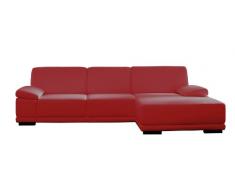 Cavadore Ecksofa Corianne / Eckcouch in Kunstleder und modernem Design / Inkl. beidseitiger Armteilverstellung und Longchair rechts / GröÃe: 282 x 80 x 162 (BxHxT) / Bezug: Kunstleder rot