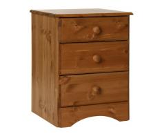NJA Furniture Aviemore Nachttisch mit 3 Schubladen, 57 x 44 x 40 cm, antikes Kiefernholz