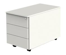 Crelobo ATOS-RC3-4557 Rollcontainer mit Schubladen, Holz, weiÃ, 80 x 45 x 55 cm