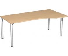 Gera MÃ¶bel 4 FuÃ Flex Schreibtisch, Holzdekor, Buche/Silber, 180 x 100 x 72 cm