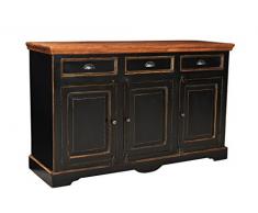SIT-Möbel 5803-11 Sideboard Corsica, 150 x 40 x 90 cm, Mango / MDF, schwarz mit honigfarbiger Deckplatte