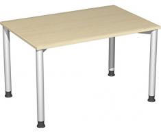 Gera MÃ¶bel 4 FuÃ Flex Schreibtisch, Holzdekor, Ahorn/Silber, 120 x 80 x 72 cm