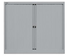Bisley Rollladenschrank Eurotambour, 2 Fachböden, 2,5 OH, B 1200 mm, Metall, Sl355 Rollladen Silber, Korpus Silber, 43 x 120 x 103 cm