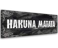 Feeby, Leinwand, Bild mit Spruch, Typografie Bilder, Spruchbild, Wand Bild, Leinwandbilder, Wandbilder, Kunstdruck 25x70cm, HAKUNA MATATA, TEXT, DESIGNS, SCHWARZ UND WEIÃ