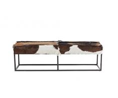 Kare Sitzbank Country Life, 80204, kleine, schmale 2er Polsterbank, braun-weià (H/B/T) 47x140x35cm
