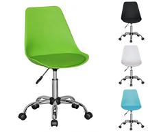 Amstyle Korsika, Drehstuhl mit Kunstleder-Sitzfläche, Design Drehsessel Wartezimmerstuhl ist höhenverstellbar, Schreibtischstuhl mit Rückenlehne, Bürostuhl/ Jugendstuhl mit Schalensitz grün