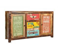 SIT-Möbel 5703-98 Sideboard Speedway, 150 x 38 x 85 cm, recyceltes Altholz, bunt lackiert