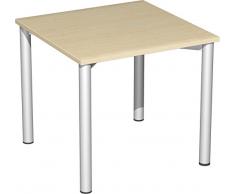 Gera MÃ¶bel 4 FuÃ Flex Schreibtisch, Holzdekor, Ahorn/Silber, 80 x 80 x 72 cm