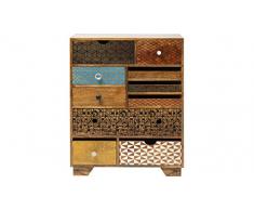 Kommode Soleil 10 Schübe, modernes TV Sideboard mit bunten Retro Lackierungen, braun (H/B/T) 90x70x30cm
