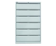 Bisley Karteischrank, Dreibahnig Din A5, 6 Schubladen, Metall, 645 Lichtgrau, 62.2 x 80 x 132.1 cm