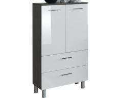 Held Möbel 221.3082 Marinello Midischrank 2-türig, 2 Auszüge, 2 Einlegeböden, 70 x 114 x 35 cm, hochglanz, weià / eiche dunkel