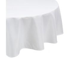 Douceur dIntérieur - 1720243, Tischdecke Runde, 180 cm, Essentiel, Polyester Unifarben, Weiss