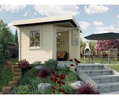 Weka Gartenhaus, Designhaus 213 Größe 2, 5-Eck, 28 mm, ET, F, natur, 338x338x237 cm, 213.3030.40000