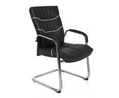 AMSTYLE Freischwinger FERROL Besucherstuhl Bezug Echt-Leder Schwarz | Design Schwingstuhl mit Armlehnen | Meetingstuhl ergonomisch mit Kippschutz | Konferenzstuhl feststehend