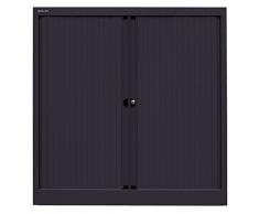 Bisley Rollladenschrank Eurotambour, 2 Fachböden, 2,5 OH, B 1000 mm, Metall, 5633 Rollladen Schwarz, Korpus Schwarz, 43 x 100 x 103 cm